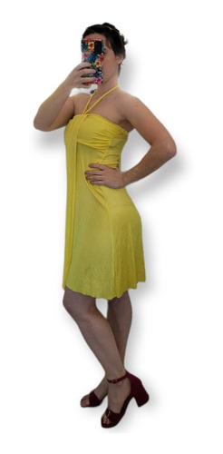 Vestido Strapless Corto Sexy Noche Fiesta Amarillo Tendencia