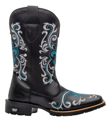 Bota Texana Cano Longo Bico Quadrado Cinto Country Tx