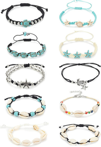 Loyallook 10 Pulseras De Tobillo De Tortuga De Concha Hechas