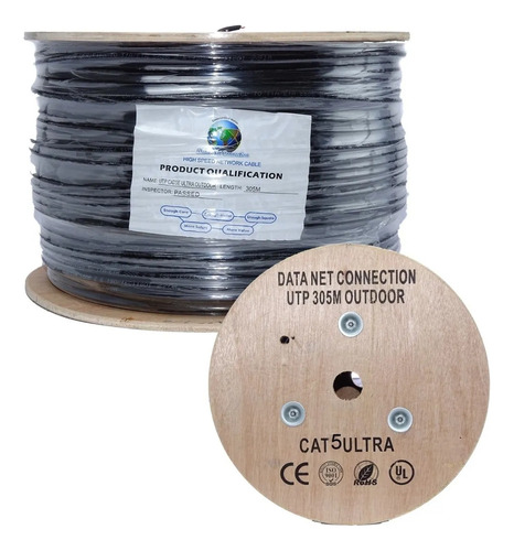 Cable Utp Categoría 5e 100% Cobre Exterior Caja X 305 Metros