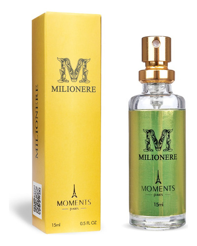 Perfume Masculino Milionere 15ml Moments Paris Fragrância Amadeirado Oriental Noite Fixação Spray Presente Bolso Homem