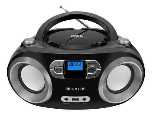 Megatek - Reproductor De Cd Portátil Con Radio Fm, Bluetooth, Usb, Entrada Auxiliar Y Conector Para Auriculares, Compatible Con Cd-r/rw Y Mp3, Sonido Estéreo Mejorado, Funciona Con Ac/batería, Color