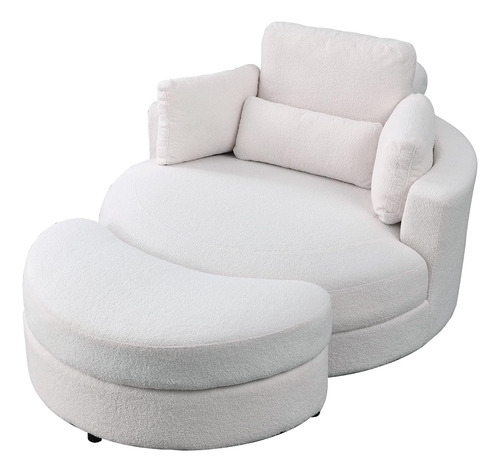 Silla Giratoria Peluche Otomana Almacen Blanco Familymill