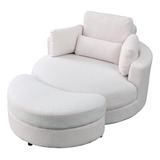 Silla Giratoria Peluche Otomana Almacen Blanco Familymill