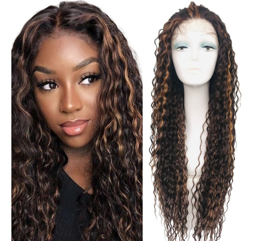 Peruca Front Lace Afro Cacheada 100% Fibra Orgânica 60cm+wig