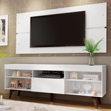 Rack Painel Tv 65 Polegadas Madesa Miami Pés - Branco/rustic 70039b1cp