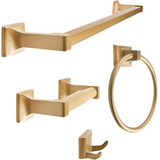 Set De 4 Accesorios De Baño Clasico En Zinc - Satinado Dorad