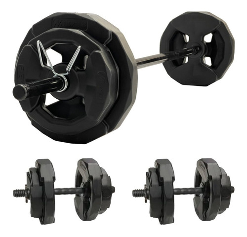 Set Body Pump Barra  + Mancuernas + 24 Kg Discos