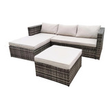 Set Para Exterior Jardin Con Puff Rattan Sintetico Mssa