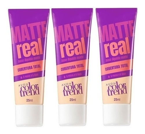 Kit 3 Bases Líquida Matte Real A Prova D'água  Avon