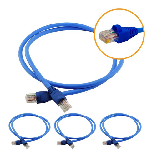 Kit 10 Un Cabo De Rede 50cm Cat6 Furukawa Rj45 Azul Veloz 