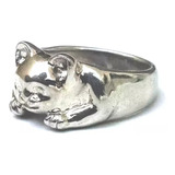 Anillo En Forma De Gato De 10.8 Gramos De Plata Sólida .925