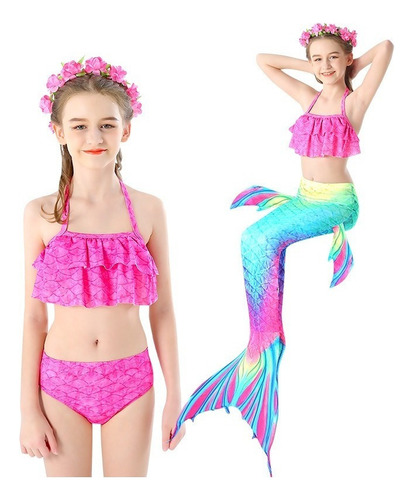 Kit De Cola De Sirena Con Bikini Sin Monoaleta De Niños