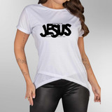 Camiseta T Shirt Babylook Feminina Transpassada Jesus