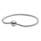 Brazalete Pandora Cadena De Serpiente Con Cierre Redondo Color Plata Talla 21 Cm