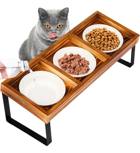 Chtsjqw Cuencos Elevados De Ceramica Para Gatos, Juego De Cu