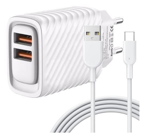 Fonte Carregador Rápido 2 Usb 3.1a Turbo Inova + Cabo Tipo C