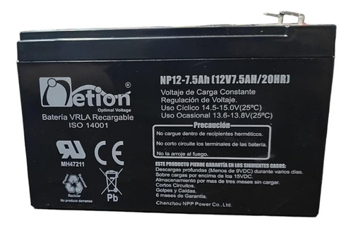 Bateria Vrla Netion 12v 7.5ah Recargable Sellada