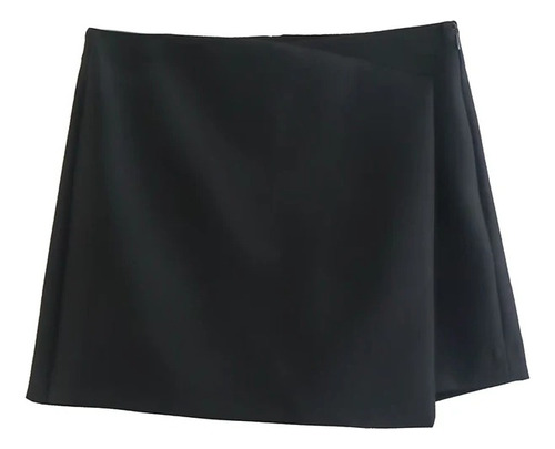 Falda Short Cintura Alta Asimétrica Cierre Lateral Elegante