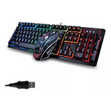 Kit Teclado Y Mouse Gamer Iluminacion Rgb K13 Series Español