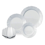 Aparelho De Jantar Branco Petala 24 Pcs Copos Pratos Vidro