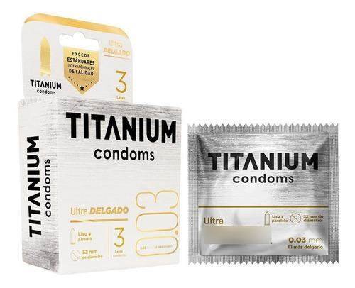 Condones Preservativos Titanium Ultradelgado Liso Sensitivo