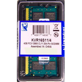 Memória Kingston Ddr3 4gb 1600 Mhz Notebook 16 Chips 1.5v