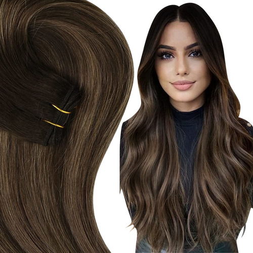 Extensiones Reales Cabello 105gr 20in Marrón Oscuro Balayage