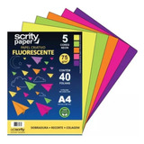 Papel Criativo Fluorescente A4 75g 5 Cores 40 Folhas Scrity