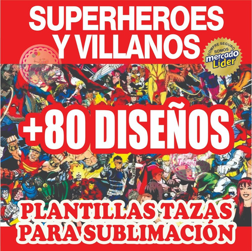 Plantillas Tazas Superhéroes Villanos Sublimación Y Mockup 