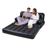 Sillon Sofa Cama Inflable 5 En 1 Negro Colchon Queen Betways