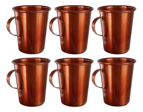 6 Canecas Moscow Mule Alumínio Pintado Cobre 350ml- Promoção