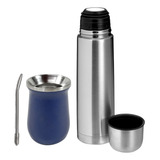 Combo Set De Mate Y Termo Bala De Acero Inoxidable 500ml