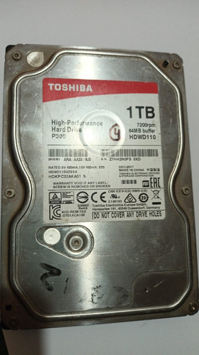 Disco Duro Interno Toshiba P300 1tb Plata