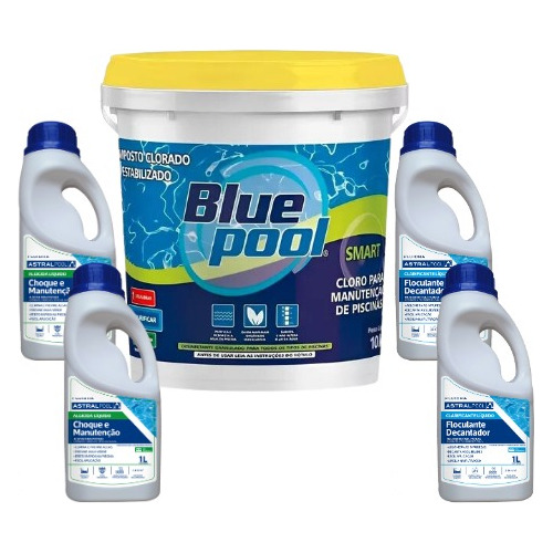 Kit Produto Quimico Limpeza Piscina Cloro Clarificante Teste