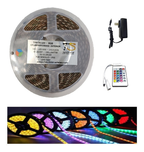 10 Kit Tira Led Rgb 5050 Multicolor +control+ Eliminador 3n