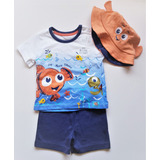 Set * 3 Piezas Conjunto Nemo Short Camiseta Y Sombrero 1021