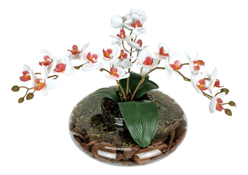 Arranjo Orquídea Flores Artificial Silicone 3d Decorativa