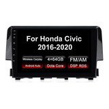 Estereo Auto Biorunn 9'' Para Honda Civic 2016 A 2020 -negro