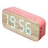 Reloj Despertador Con Altavoz Bluetooth Digital Oficina Rosa