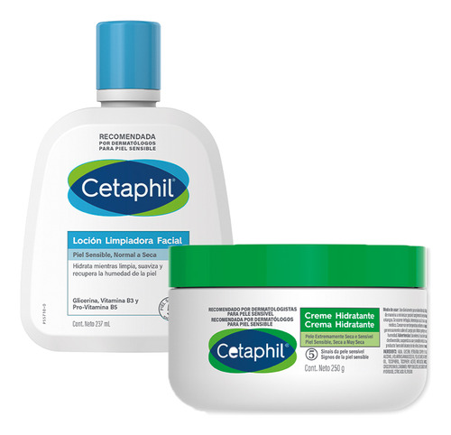 Set Cetaphil Crema Hidratante 250g + Gel De Baño Suave 500ml