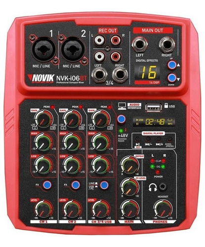 Mixer 4 Canales + Usb Red I06bt Novik