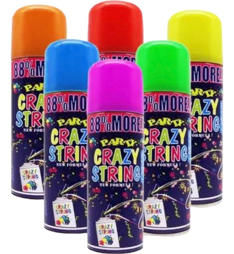 24 Pzas De Aerosol Serpentina En Spray Espuma Fiesta 250ml