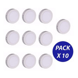 Pack 10 Focos Panel Plafon Led Sobrepuesto Redondo 18w