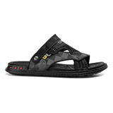 Sandalias Negras Casual Pantuflas Playa Comodos Moda Cuero