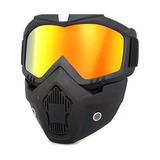 Kit Capacete Aberto Moto Óculos Máscara Protetor Preto