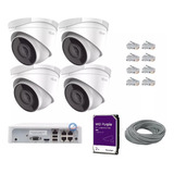 Kit 4 Cámaras Domo Ip Poe 2mpx Nvr 4ch  2tb Hilook