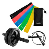 Kit Set Gimnasia Entrenamiento Bandas Soga Rueda Abdominales