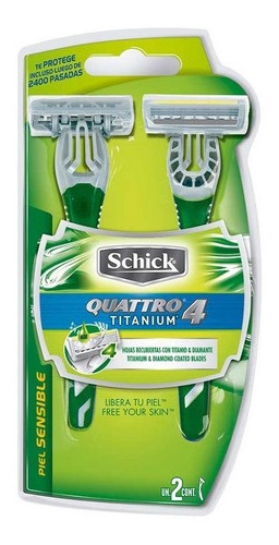 Schick Quattro 4 Titanium Afeitadora Descartable 2 Unidades