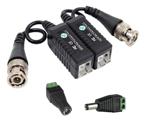 Pack Par Balun + Plug Macho + Hembra Camara Cctv